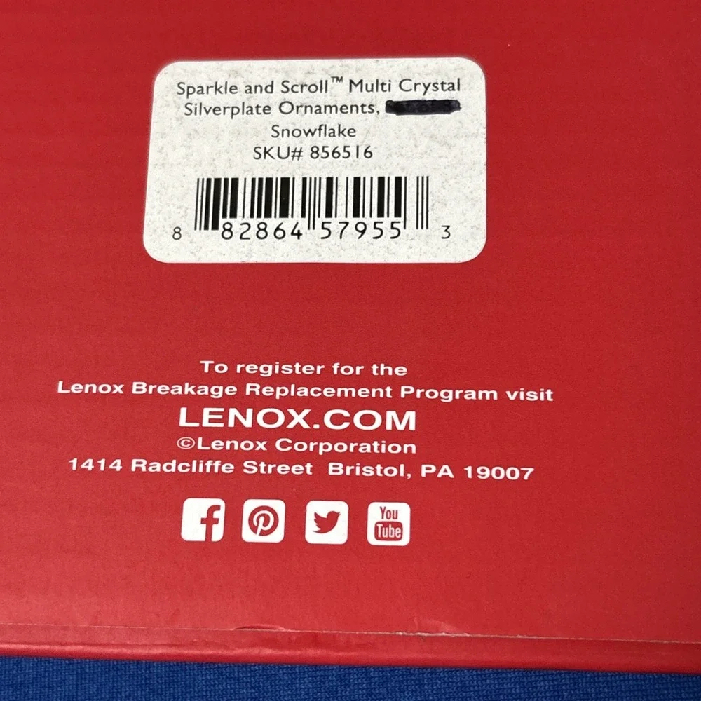 Lenox Silver Metal Jeweled Snowflake Ornament No Box 4 1/2 in new